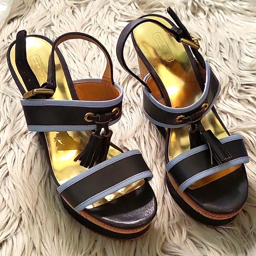 Coach Blue Wedge Slingback Womens Size 8